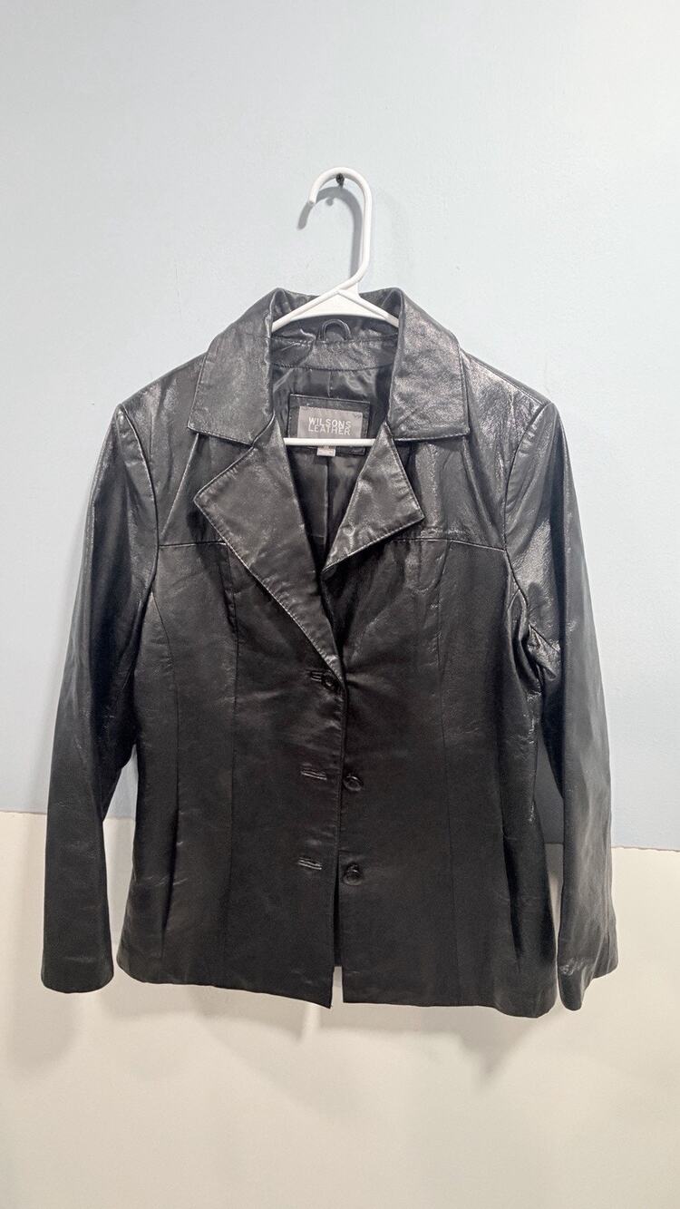 Wilsons Leather Black Genuine Leather Jacket Womens Size M 90s - Picture 1 of 7